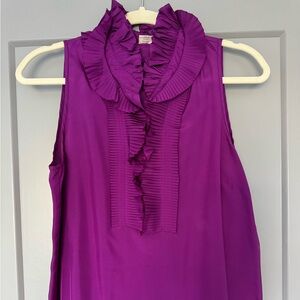 J. Crew Vibrant Purple Ruffle Blouse